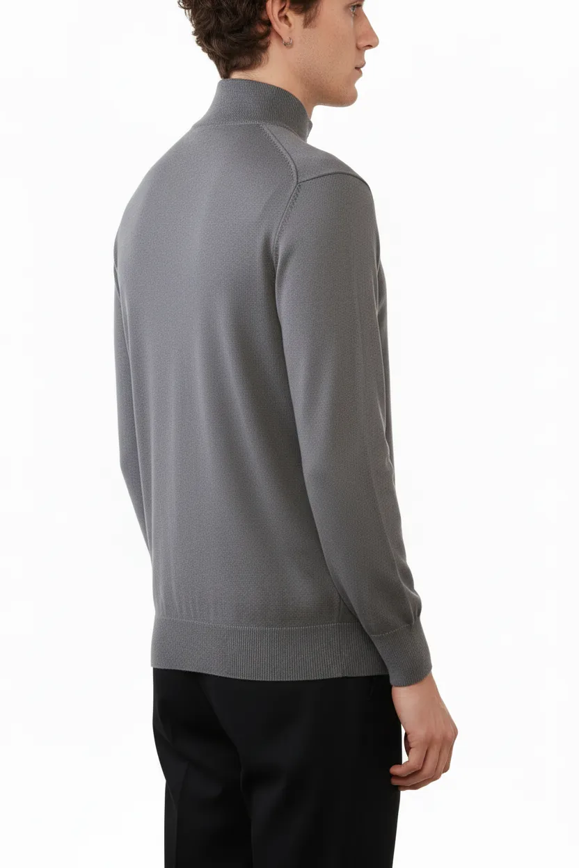 Regular Fit Full Zip Viscose Knit Vest