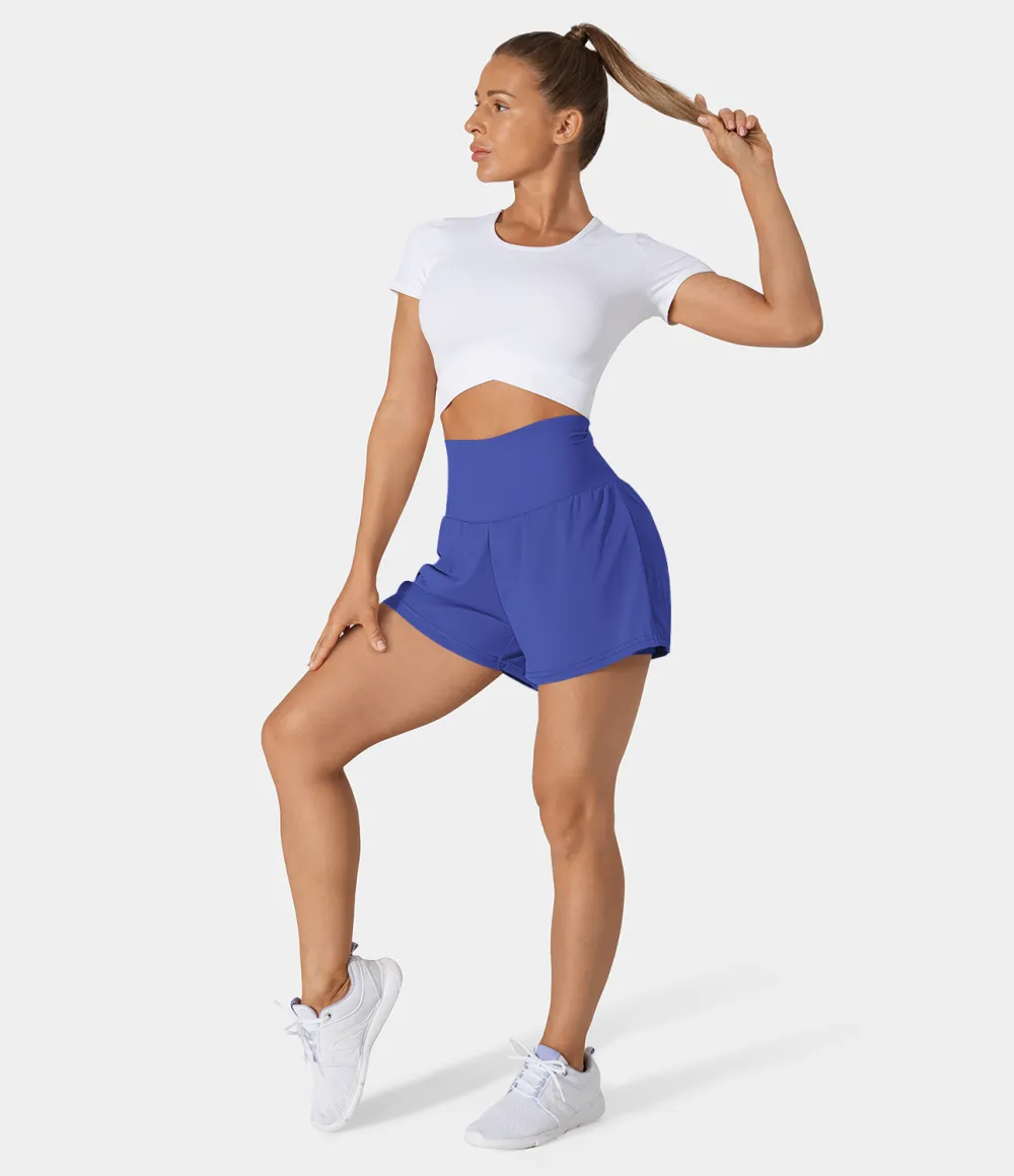 2026🔥  Super High Waisted Back Pocket & Side Hidden Pocket 2-in-1 Yoga Shorts 2.5