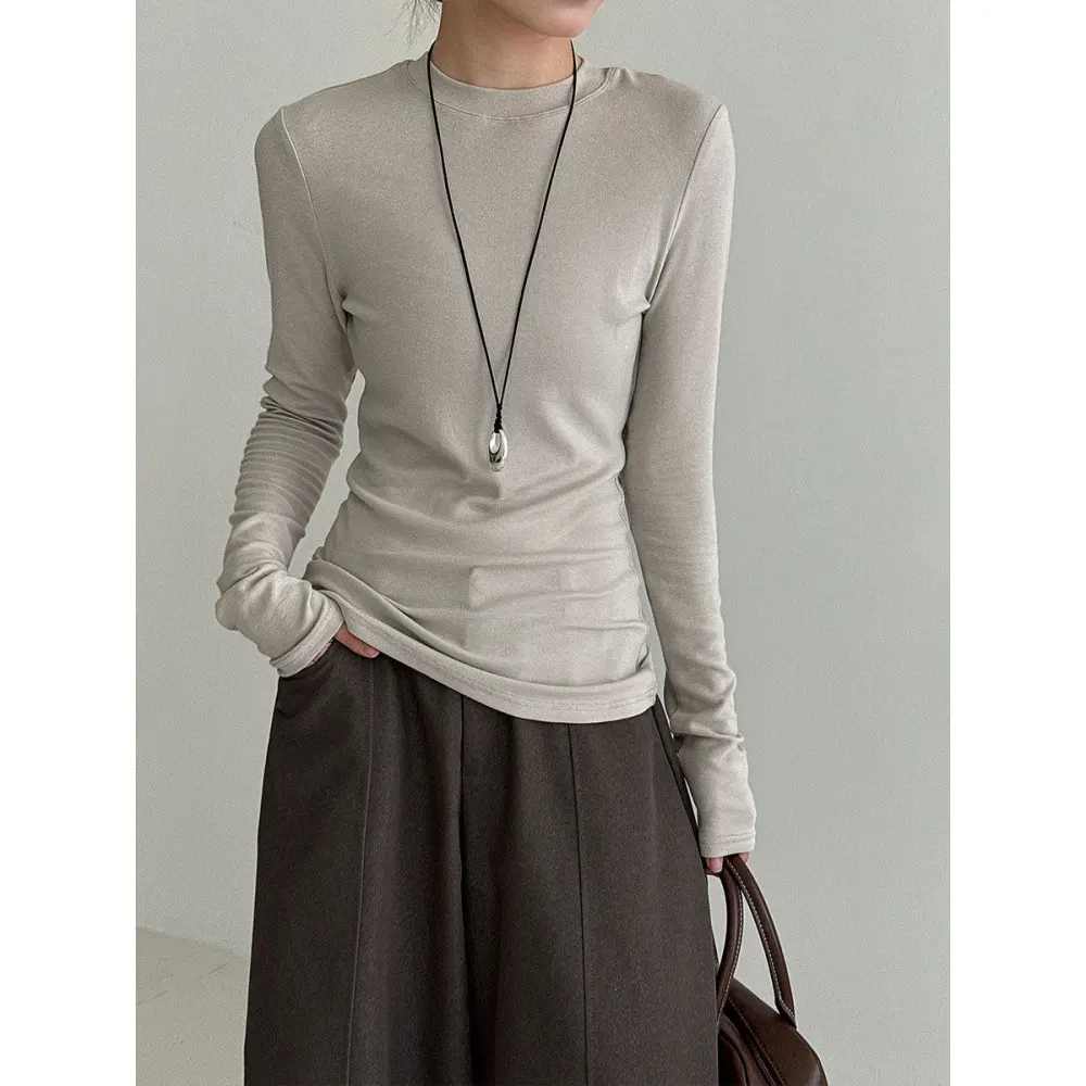 Slim Fit Round Neck Long Sleeve T-Shirt