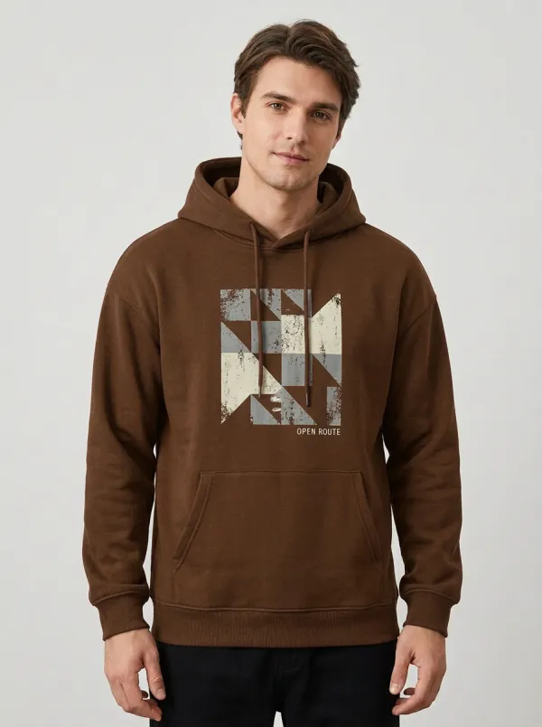Men's Everyday Open Route Geometric Pattern Print Hoodie