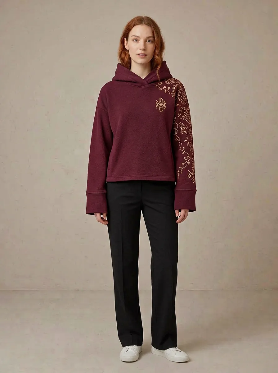 Women's Ethnic Graphic Pattern Relaxed Layer Hoodie