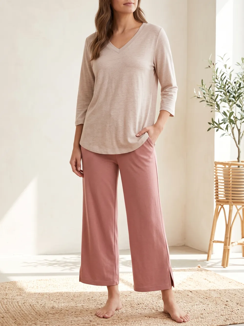 Easygoing V Neck Lounge Set