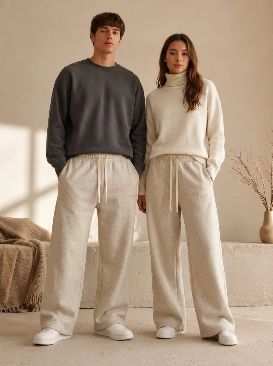 Unisex Contemporary Graphic Wide-Leg Sweatpants