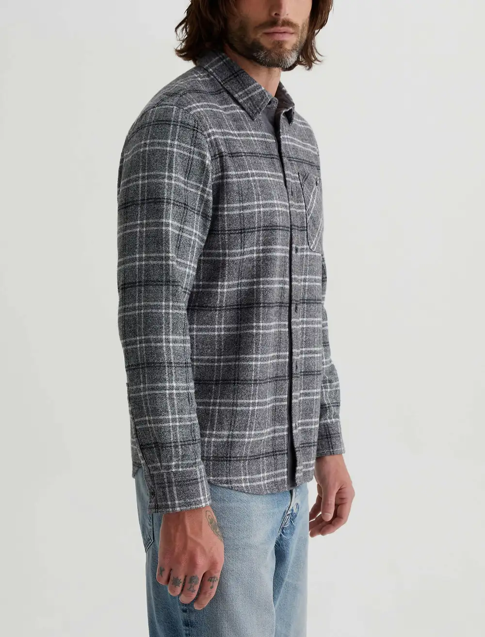 Men's Point Collar Button-Up Shirt