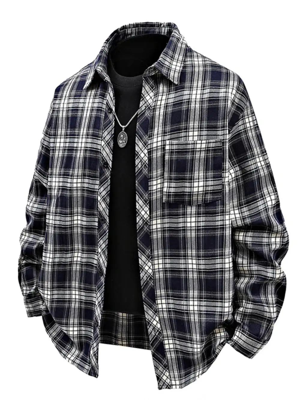 Cotton Button Up Plaid Shirt