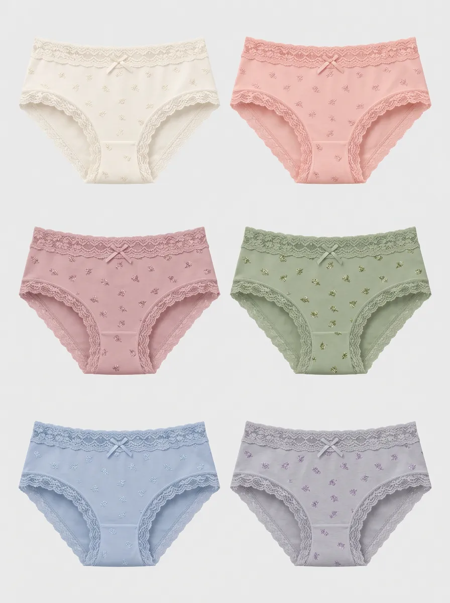 Women's Multicolor Floral Lace-Trim Briefs Multi-Pack