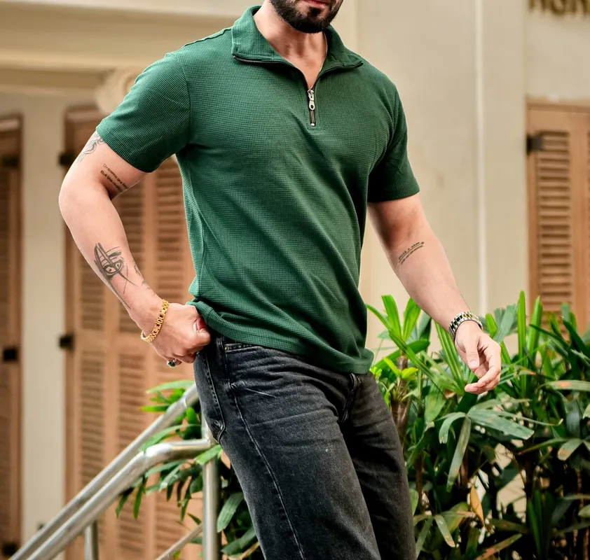 Green Casual Button Up Shirt