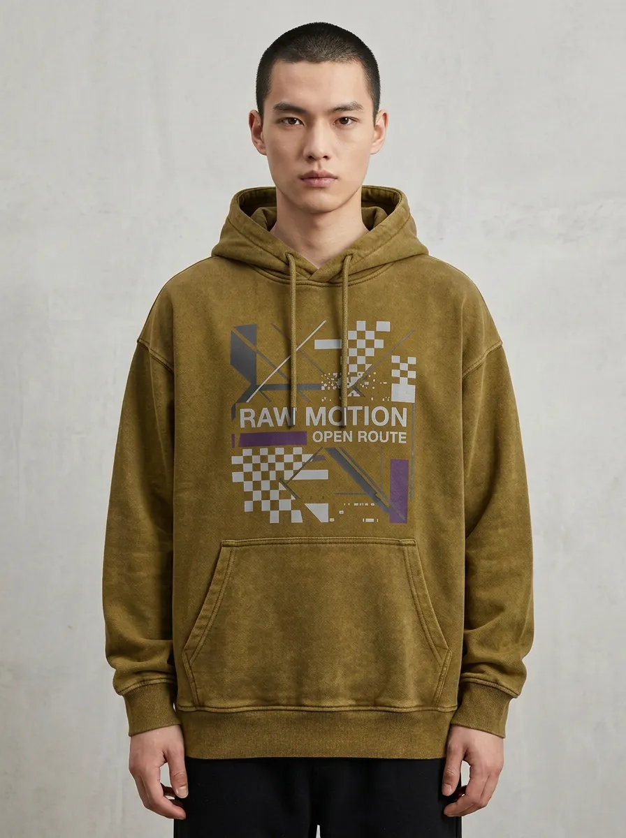 Streetwear Checkered Geometric Men's Graphic Hoodie