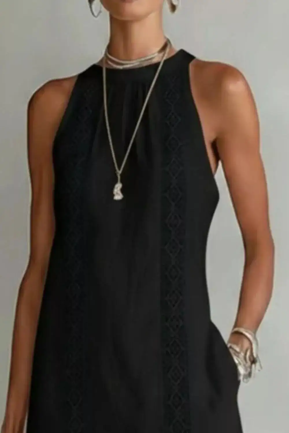 Pocketed Slit Sleeveless Dress Casual