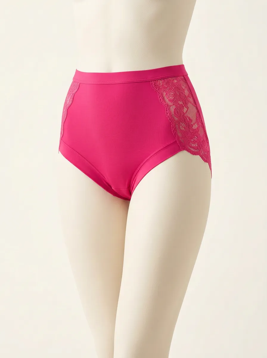 Minimal High-Waisted Floral-Lace Lace-Trimmed Briefs