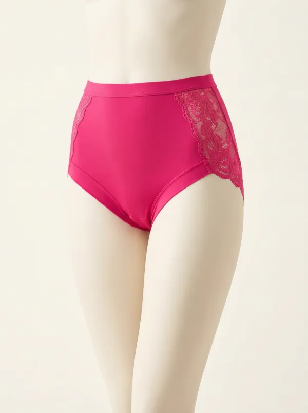 Minimal High-Waisted Floral-Lace Lace-Trimmed Briefs