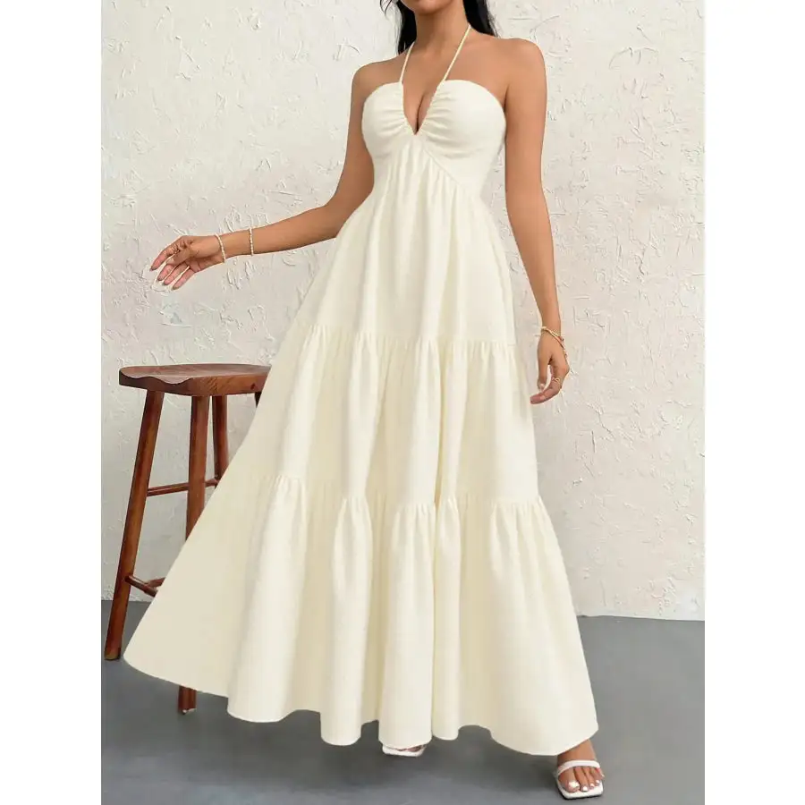 Halter Neck Tiered Maxi Dress