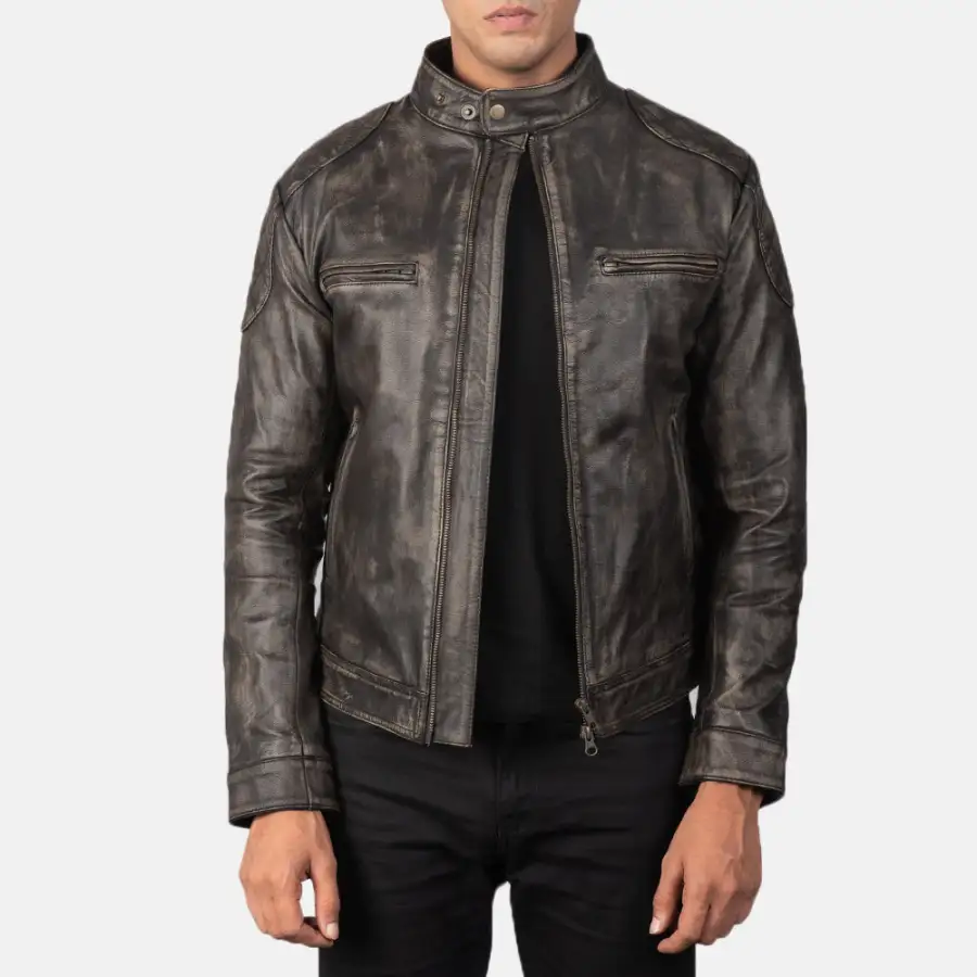 Men's Classic Leather Distressed Jacket