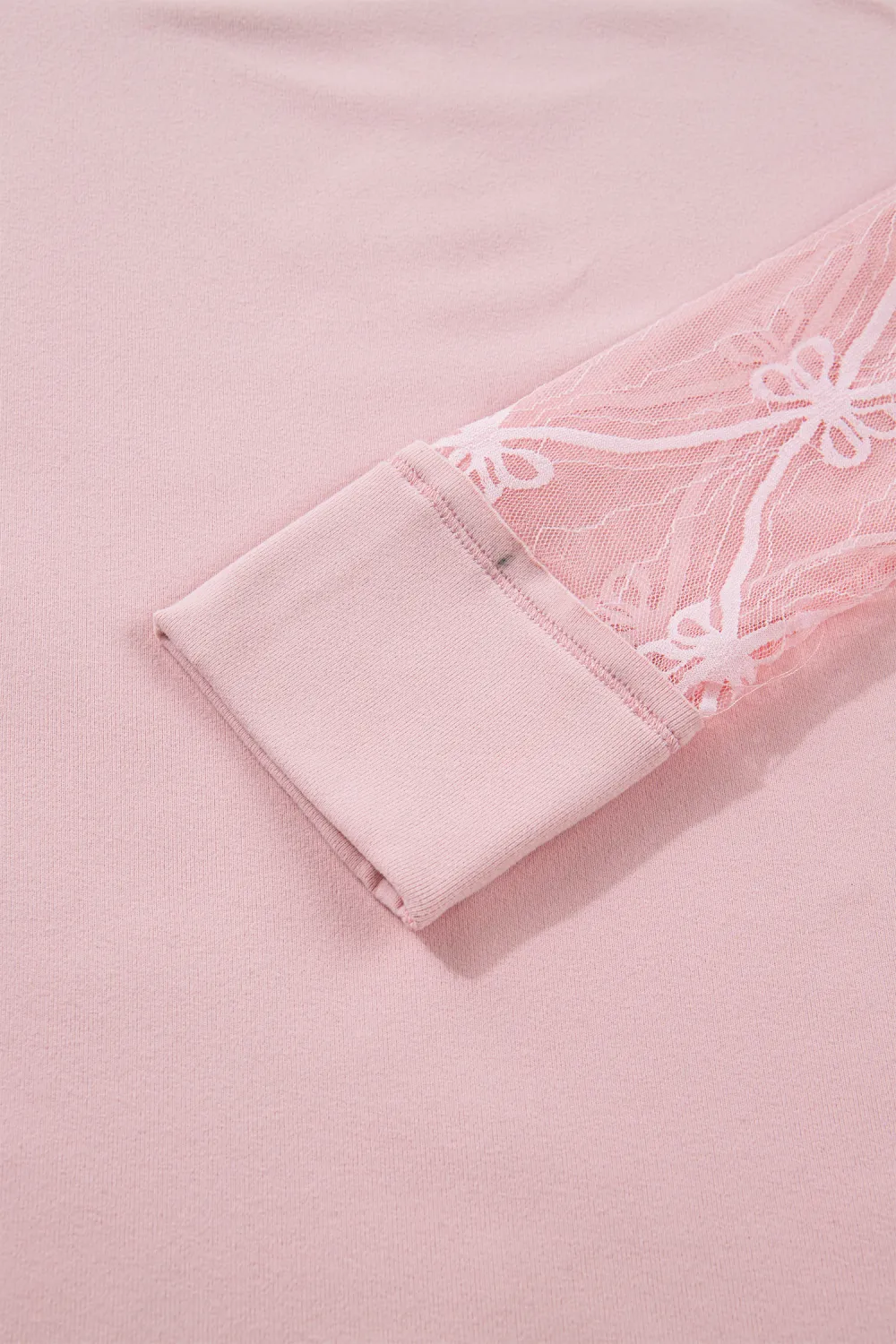 Light Pink Bow Textured Patchwork Tee