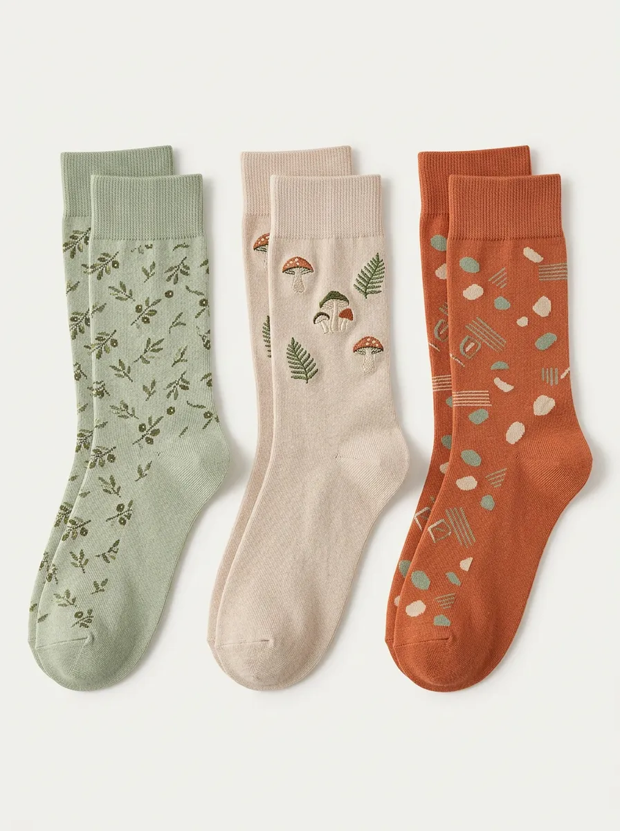 Botanical Women's Three-Pair Crew Socks