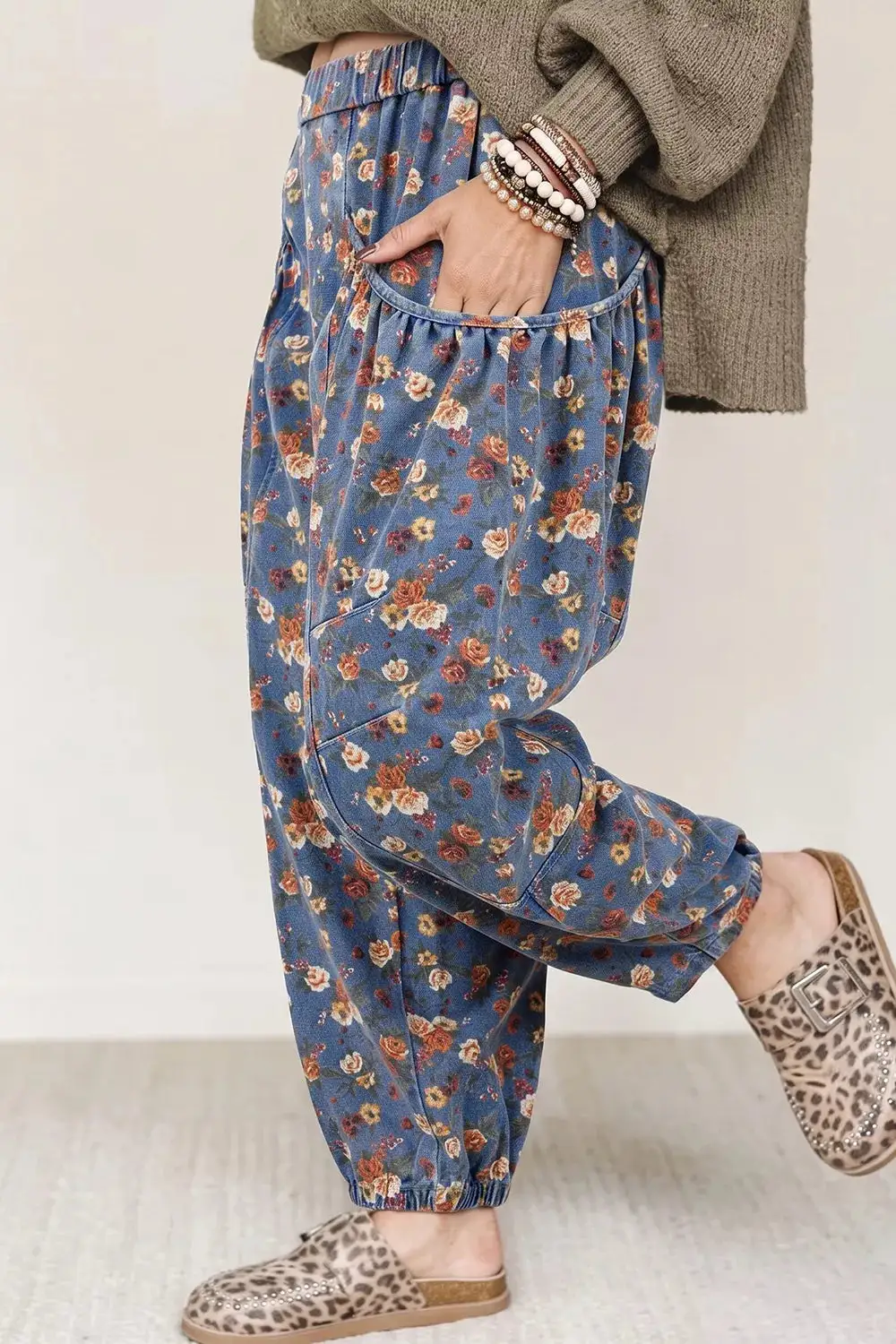 Floral Print Relaxed Fit Jeans - Ehc