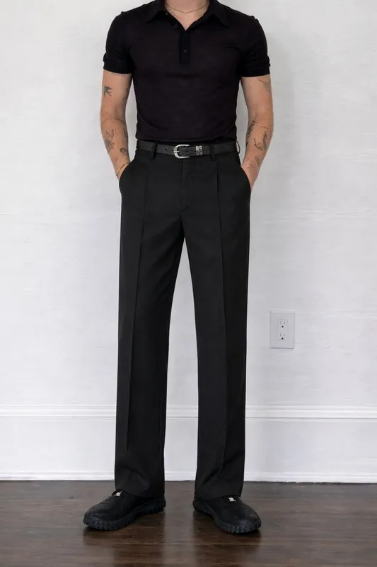 Straight Pin-Tuck Trousers