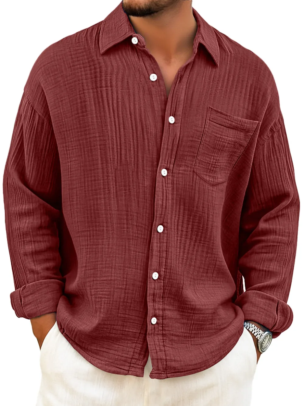 Layered Long Sleeve Pocket Shirt