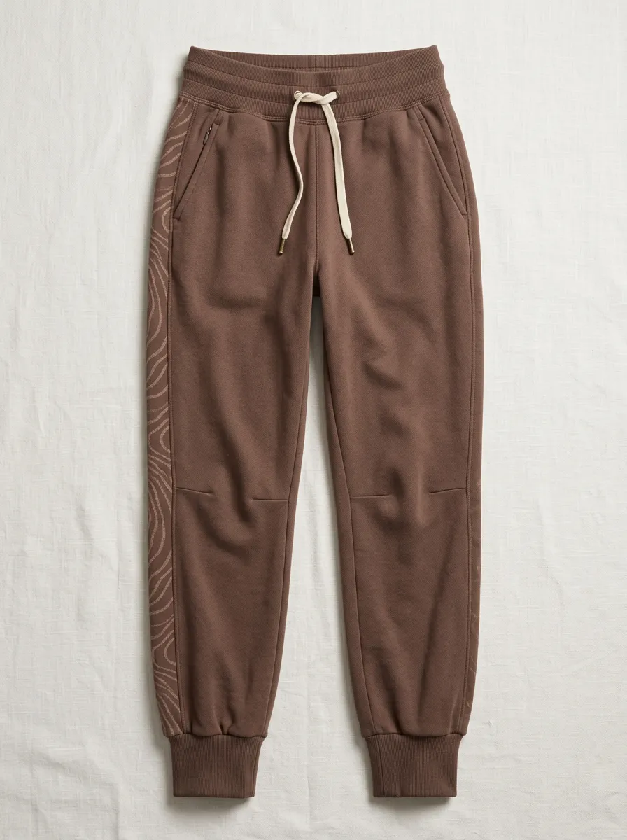 Women's Brown Abstract Line Pattern Printed Joggers