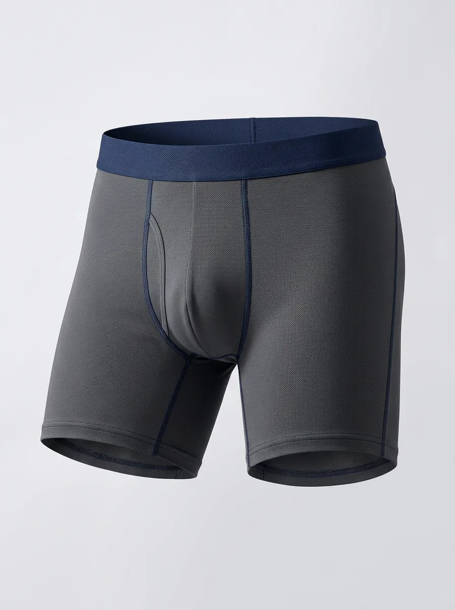 Men's Charcoal Grey Contrast-Stitch Boxer Briefs