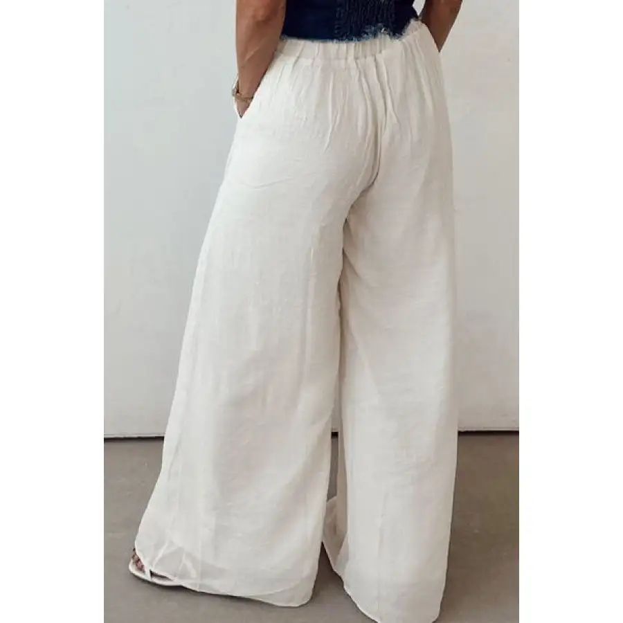 Tie Waist Pleated Wide Leg Pants
