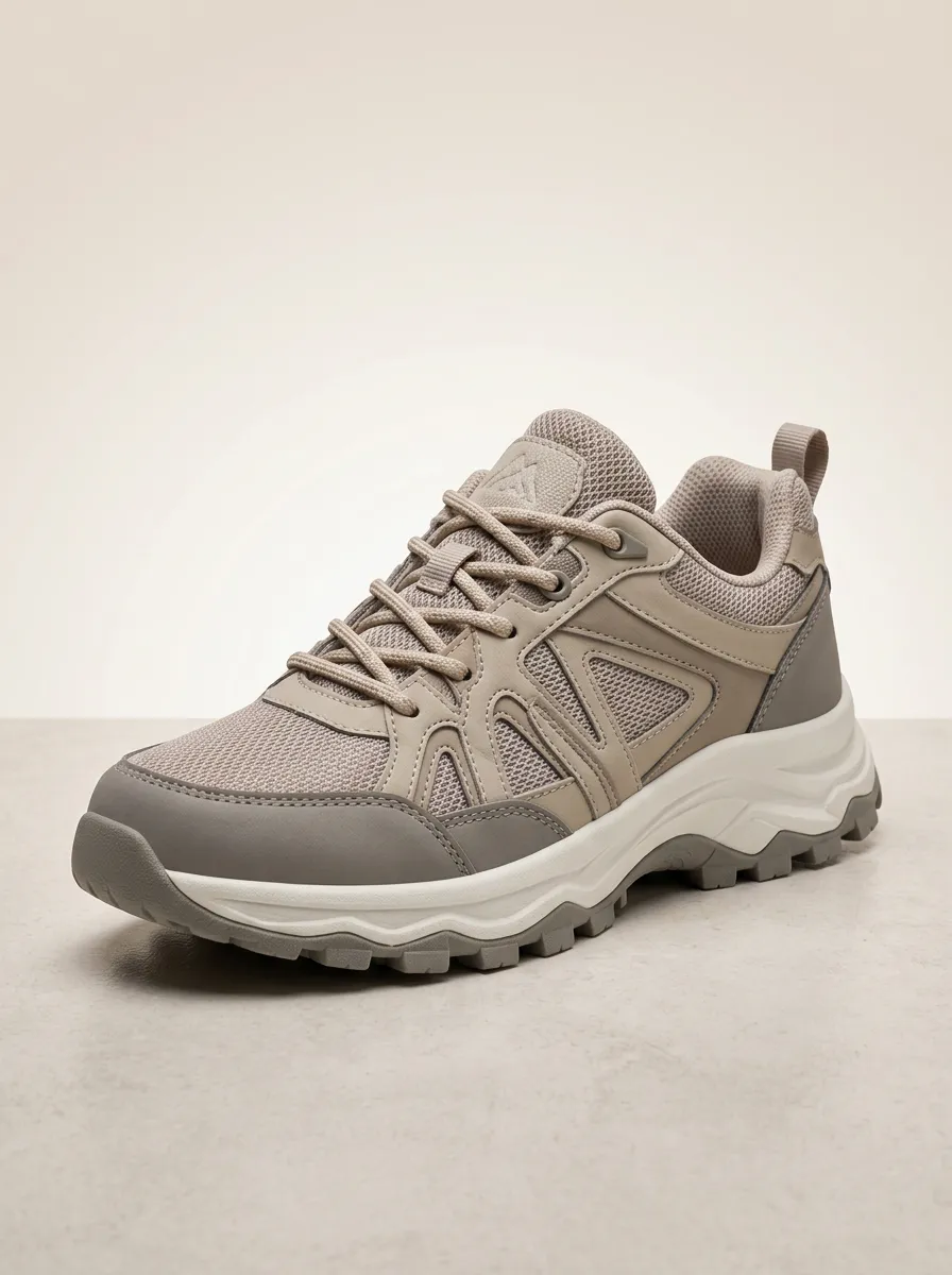 Beige Mesh Patterned Leisure Shoes for Women's Casual Outings