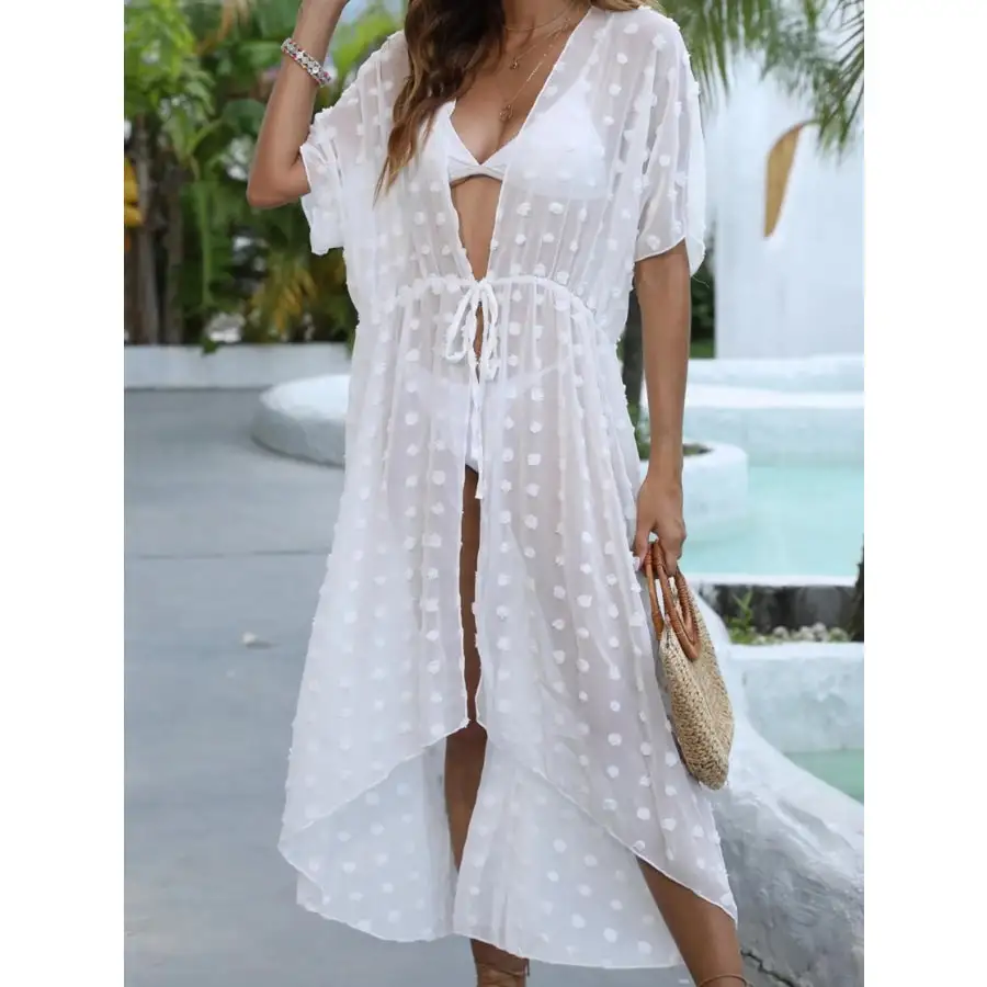 Swiss Dot Sheer Beach Cover Up Maxi Dress