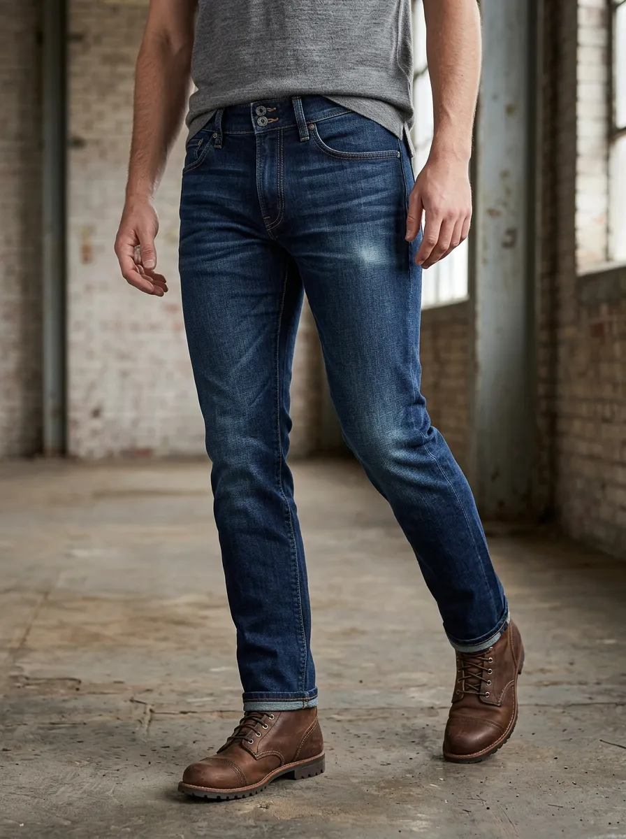 Men's Slim Fit Jeans Featuring Zip Fly