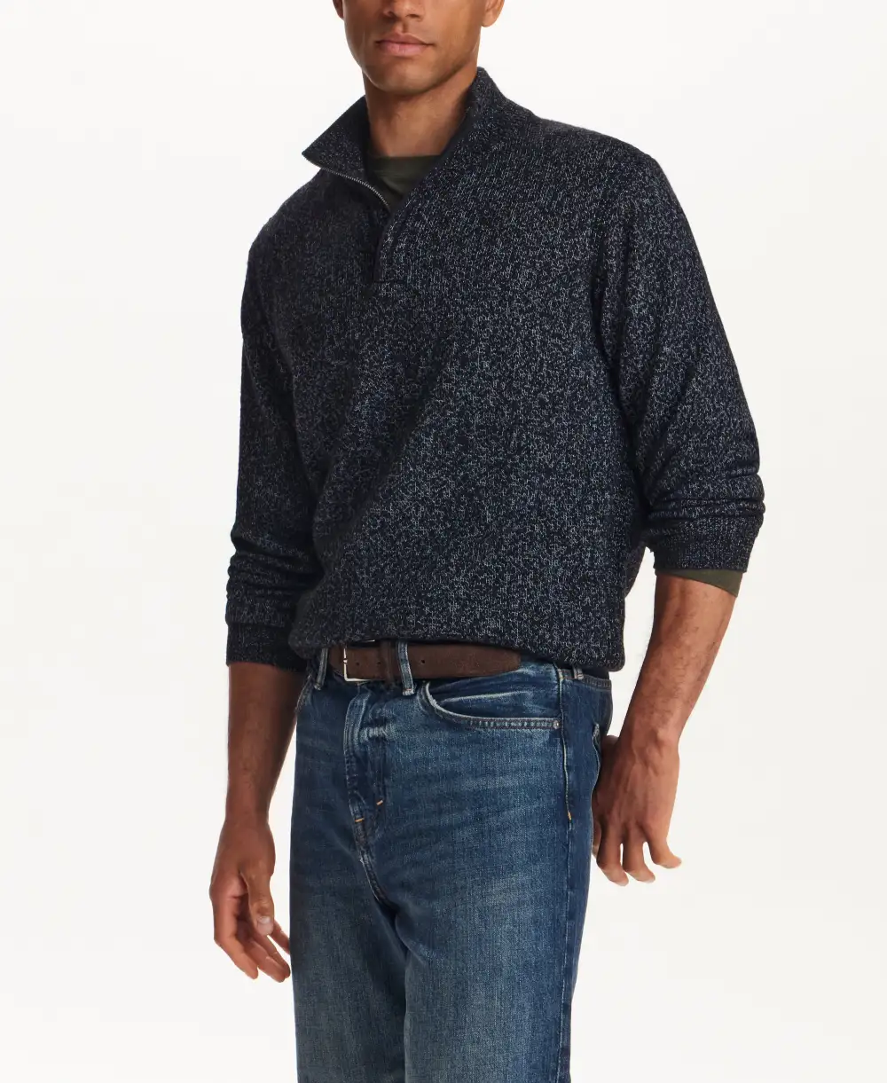 Men's Everyday Regular Fit Textured Quarter Zip Sweater
