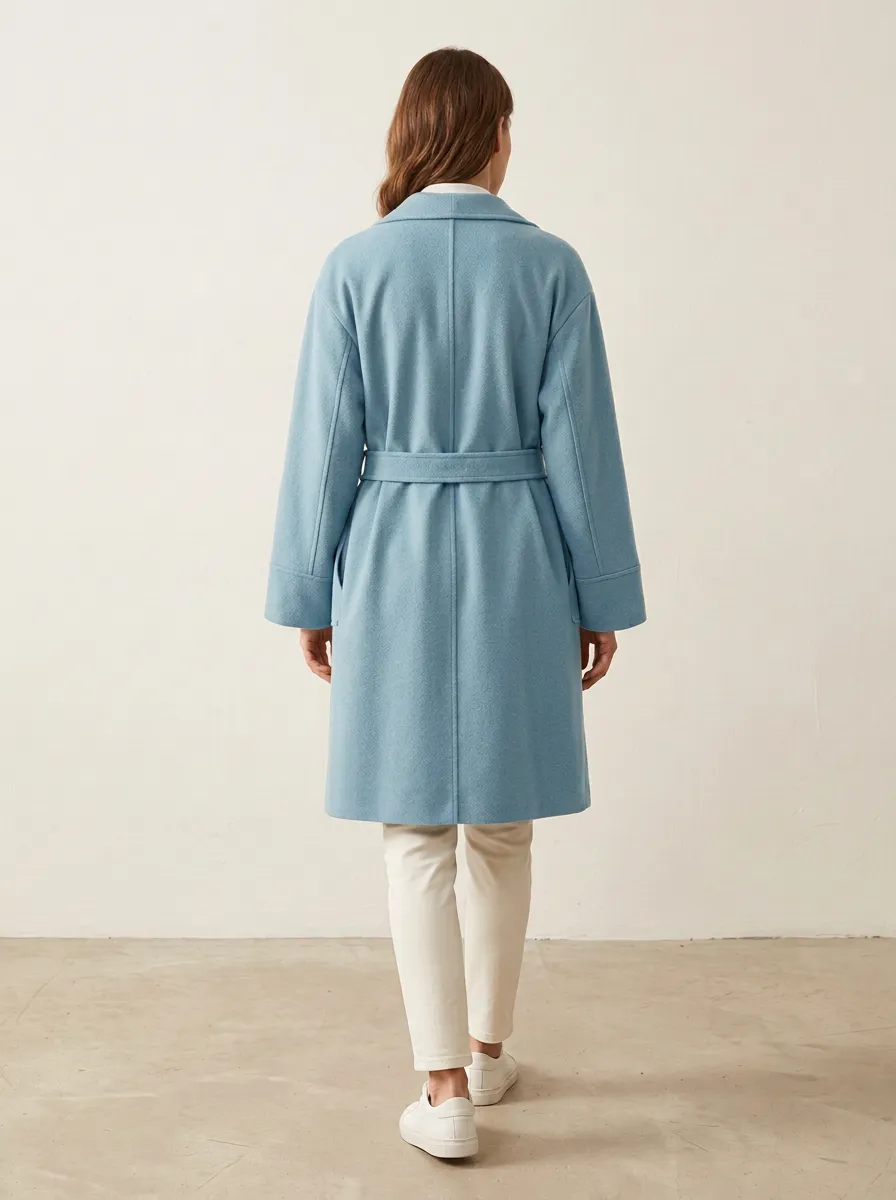 Belted Wool Blend Overcoat Jacket