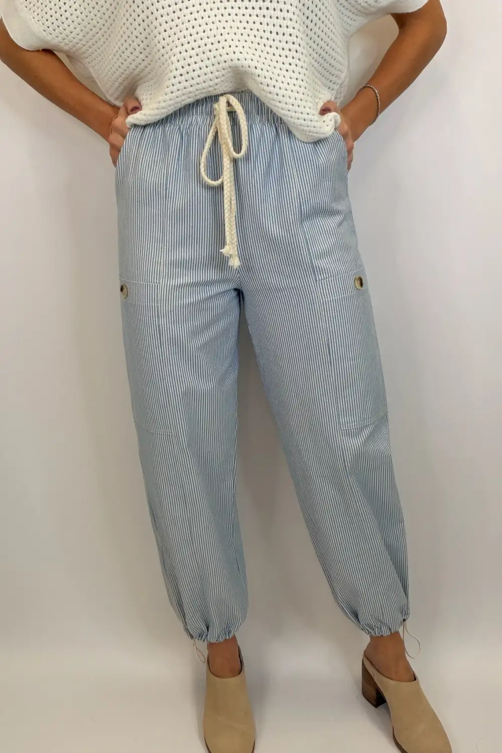 Elastic Waist Striped Pants