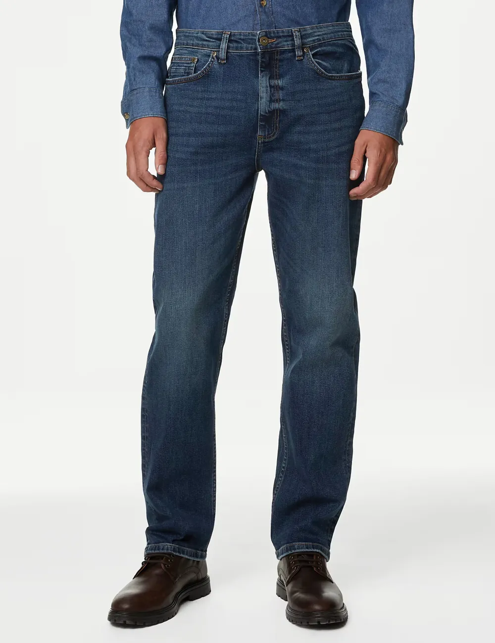 Men's Blue Loose Fit Stretch Denim Jeans