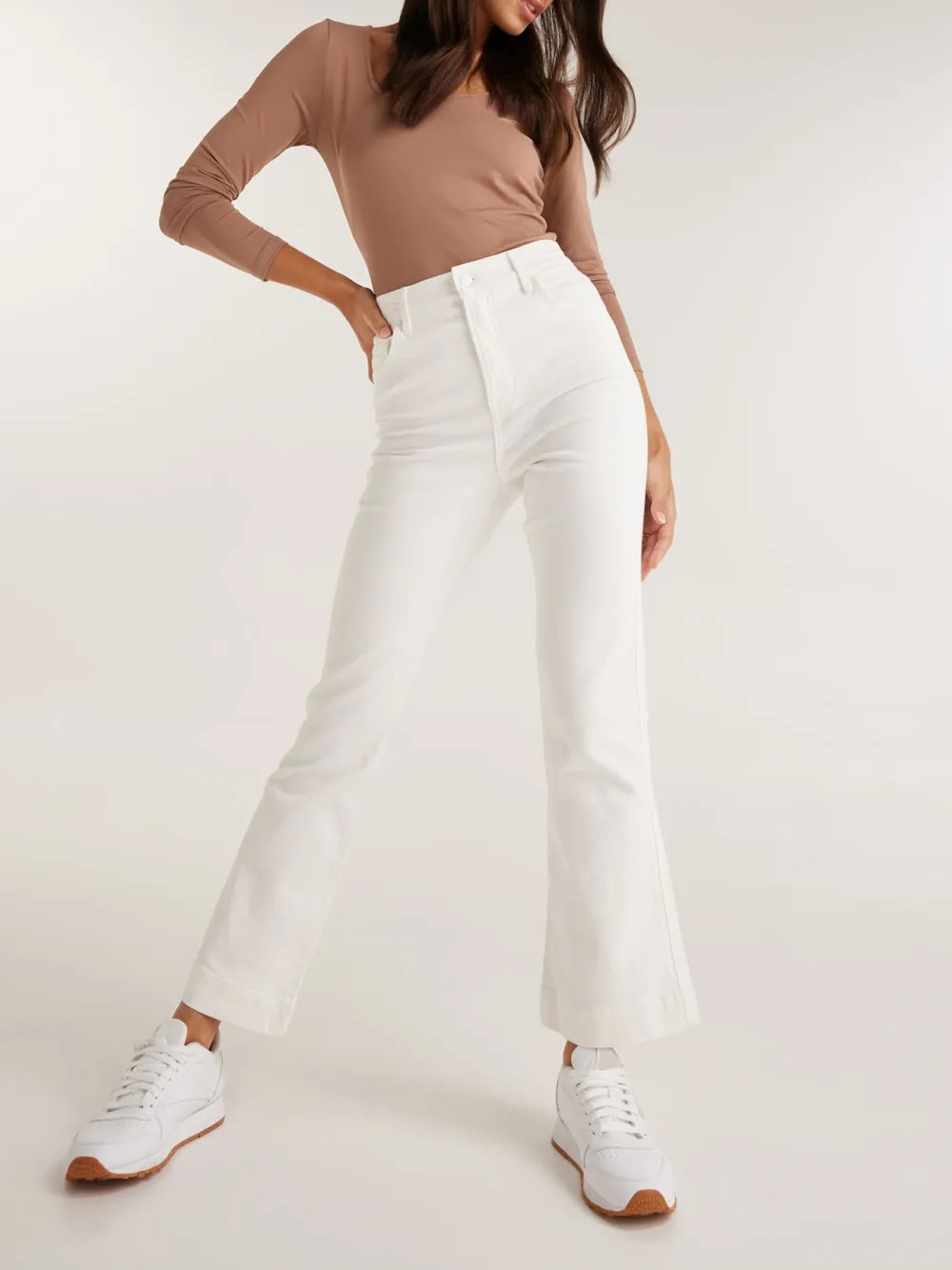 White Straight-Leg Non-Stretch Jeans