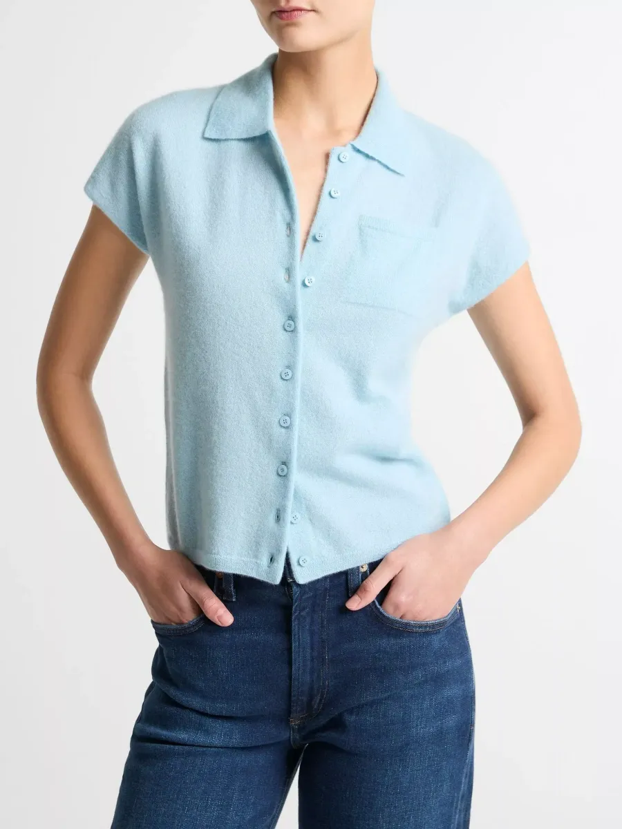 Button Up Short Sleeve Cardigan