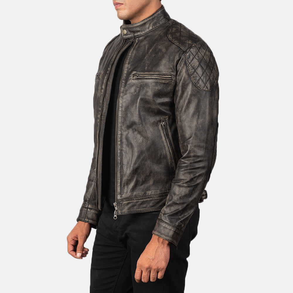 Men's Classic Leather Distressed Jacket
