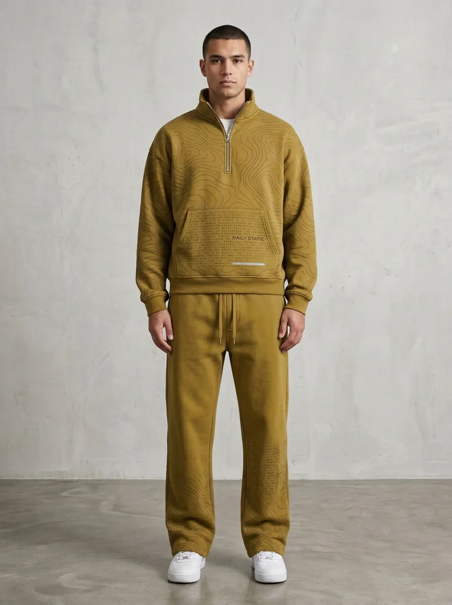 Coordinated Sweatpants Topographic Men's Two-Piece Tracksuit