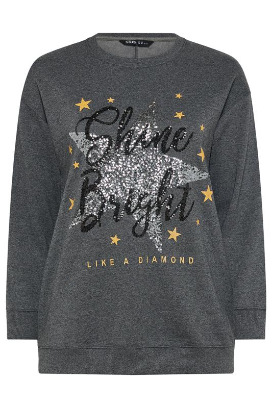 Grey 'Shine Bright' Star Sequin Embellished Sweatshirt detail 4