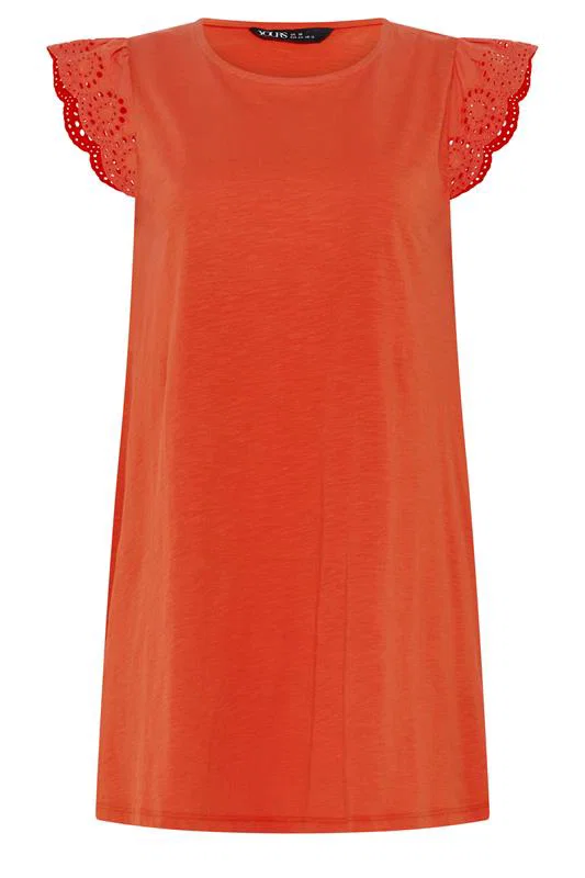 Orange Broderie Frill Vest Top detail 4