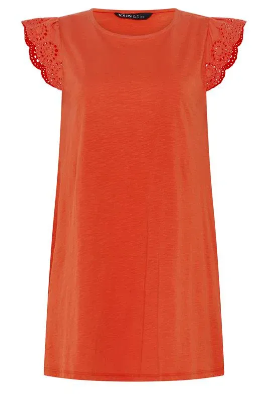Orange Broderie Frill Vest Top