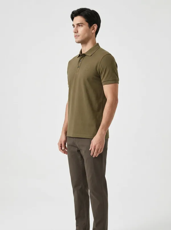 Compass-Detail Embroidered-Detail -Detail Outdoor-Inspired Men's Polo Shirt