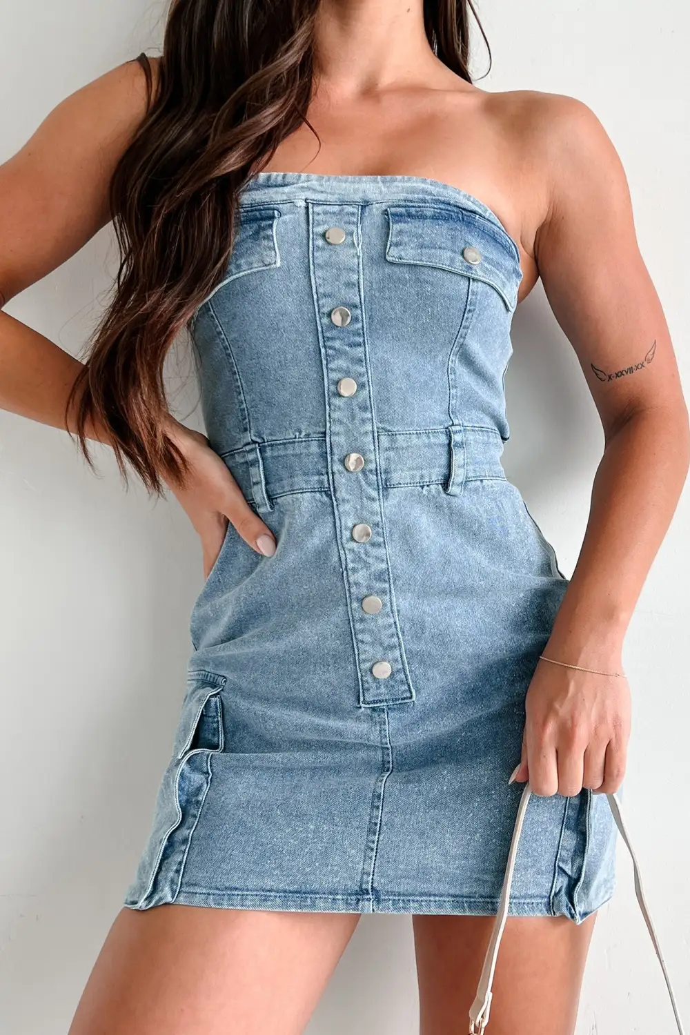 Cargo Denim Mini Dress