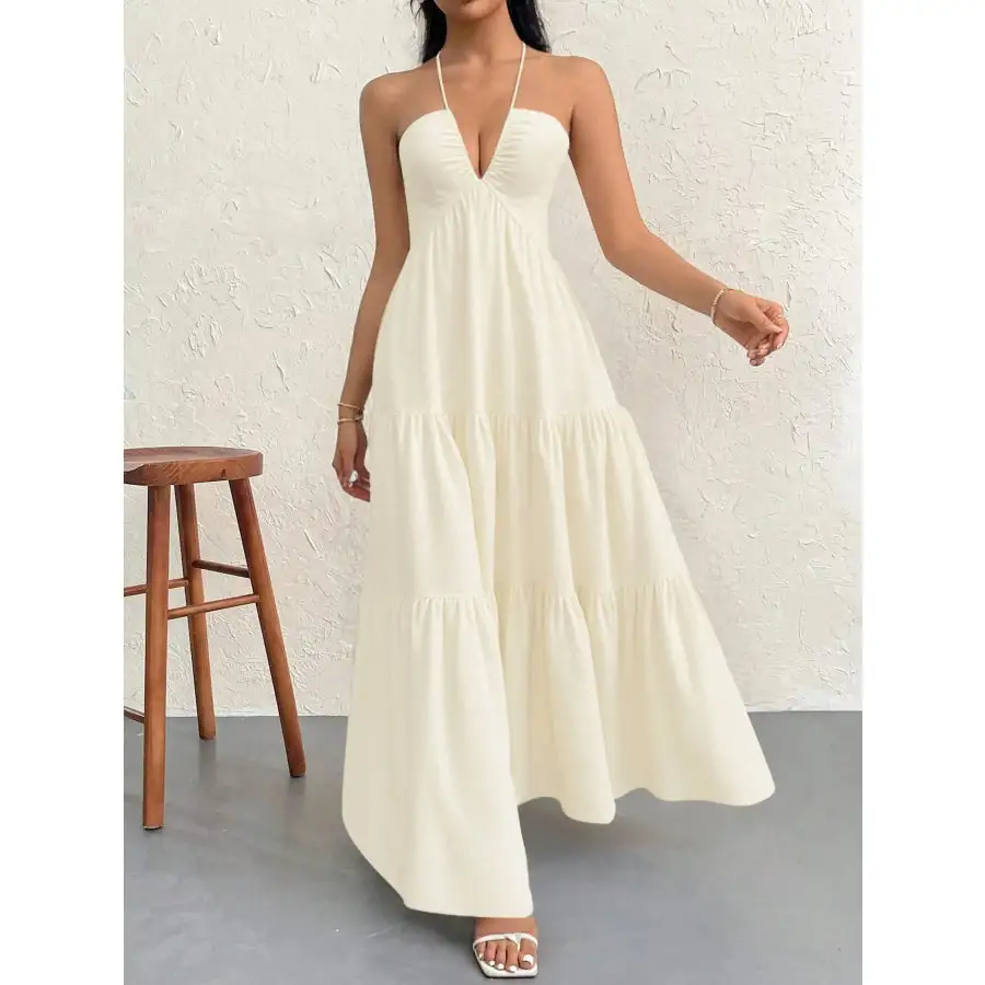 Halter Neck Tiered Maxi Dress