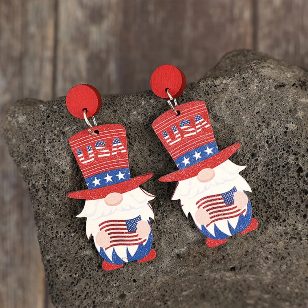 Wooden Gnome Shape Drop Earrings