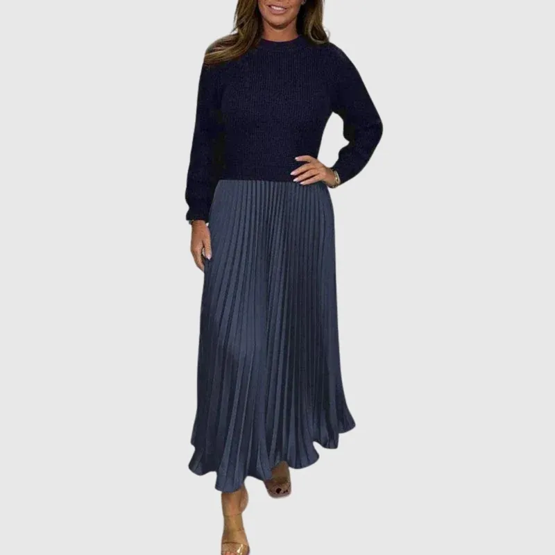 Maxi Dress With Sweater & Pleated Skirt