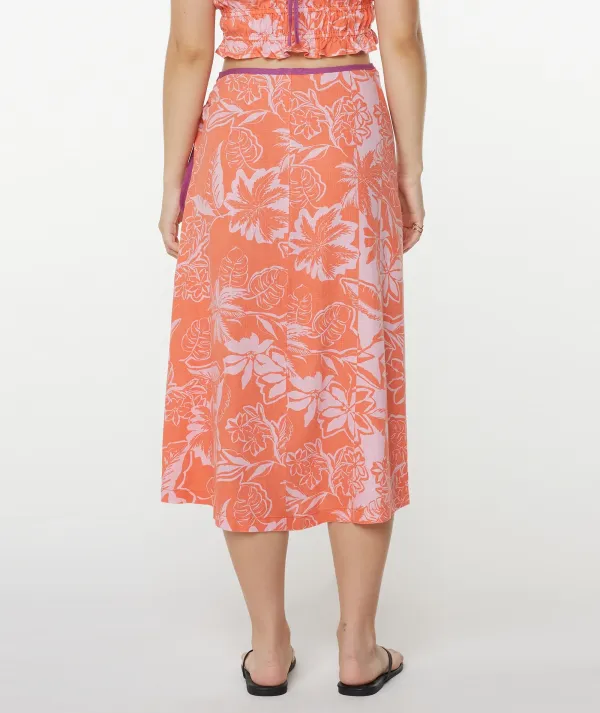 Floral Print A-Line Skirt With Tie Straps