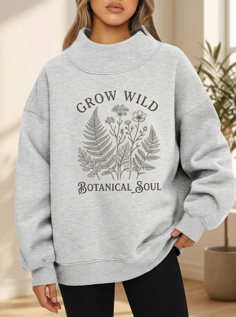 Grow Wild Botanical Soul Casual Hoodie Sweatshirt