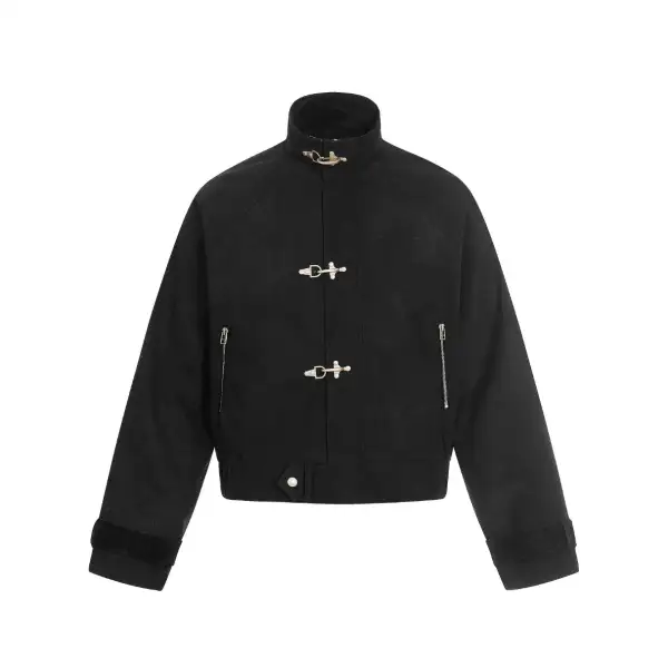 Buckle Collar Leather Jacket
