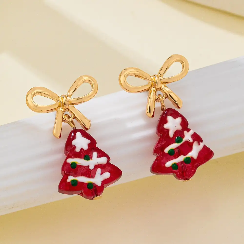 Christmas Tree Bow Drop arrings