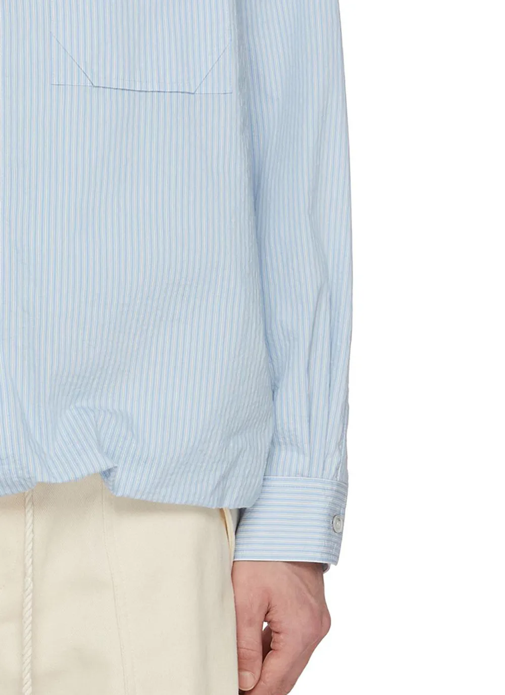 Leisure Simple Point Collar Wrinkle-Resistant Blue Shirt