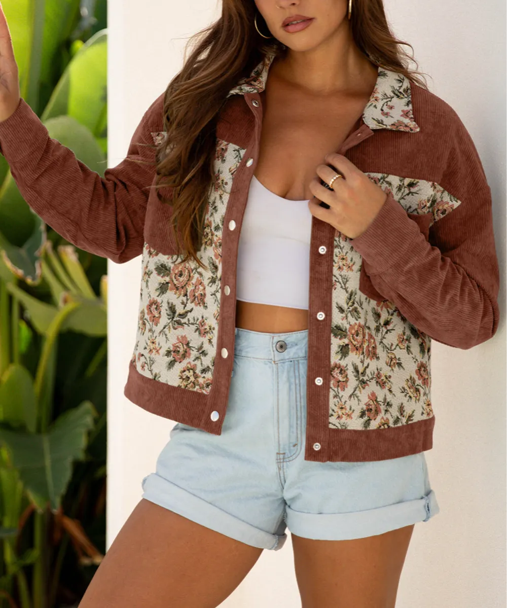 Collared Floral Patchwork Jacket
